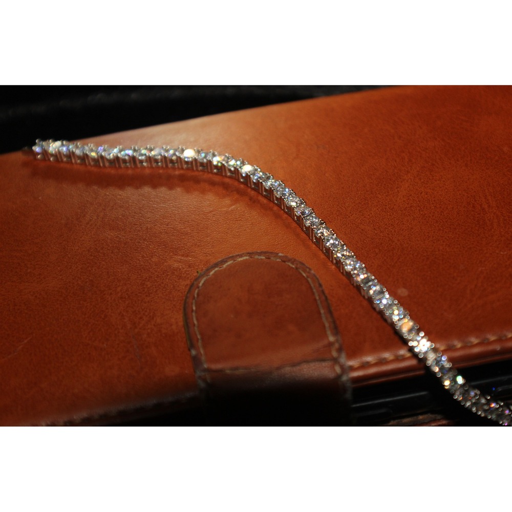 Neo Nova 925 Sterling Silver 3mm Moissanite Tennis Bracelet 7.5" Rnd Cut 11.72g